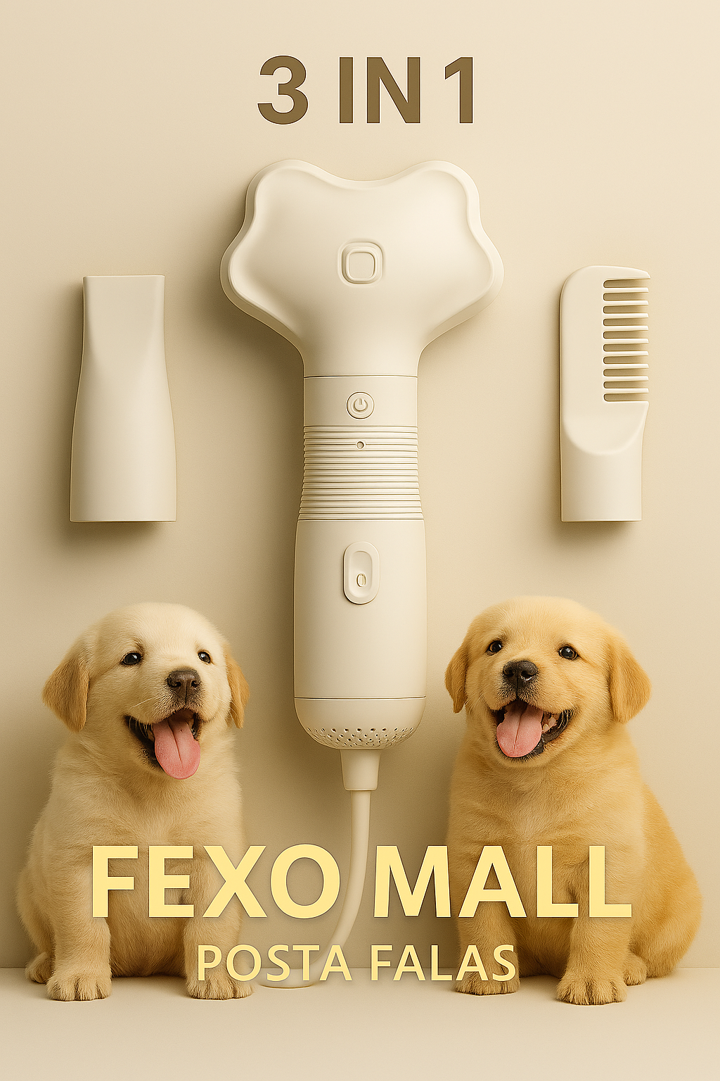 Tharëse Premium 3-Në-1 për Kafshë – Tharje & Krehje e Sigurt