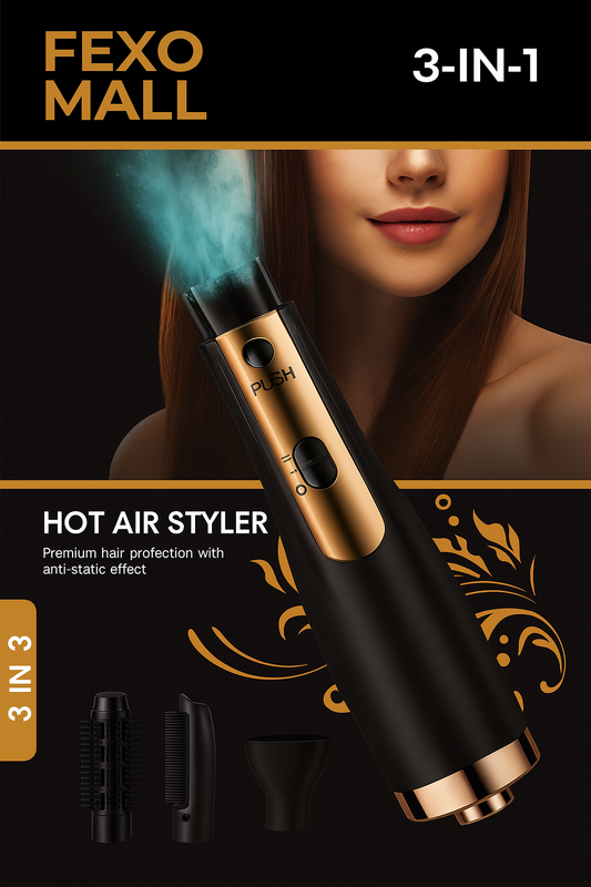 Hot Air Styler 3-Në-1 – Tharje, Drejtim & Stilim Flokësh