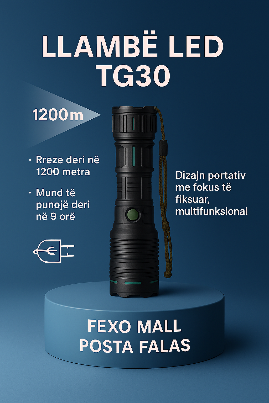 Llambë LED TG30 – Dritë Portative me Rreze të Gjatë