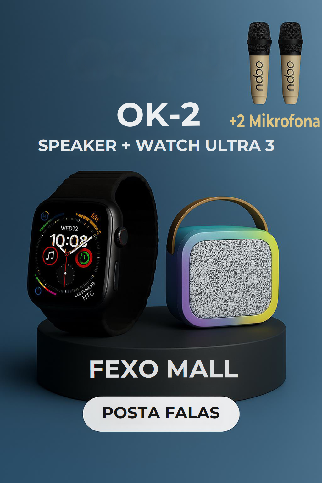 OK-2 Paketë – Speaker + Watch Ultra 3 + 2 Mikrofona